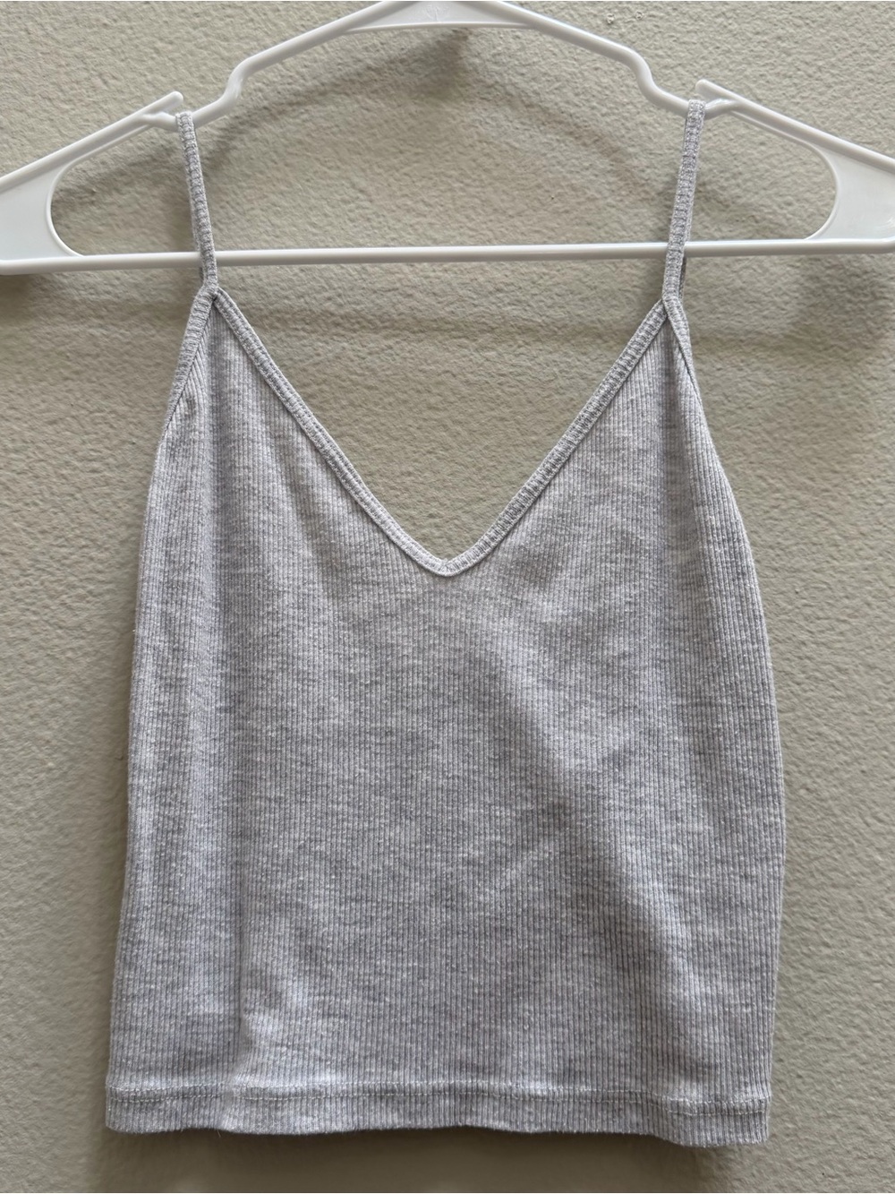 Brandy Melville Light Gray Ribbed V-Neck Cami